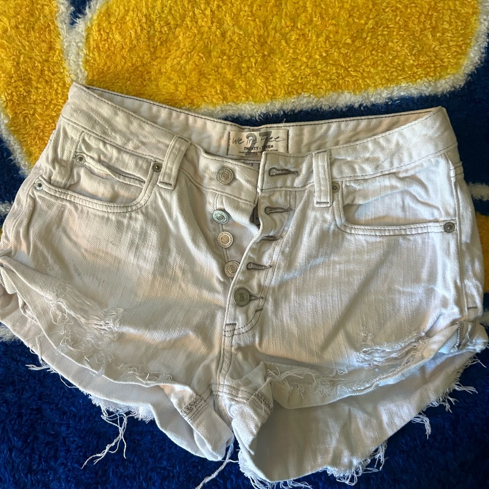 We The Free white denim shorts